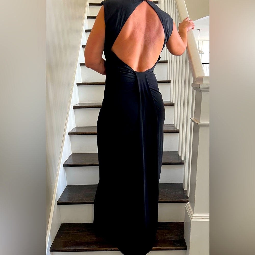 Rachel Zoe black silk gown. prom formal